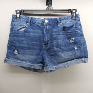Aeropostale Aero High Rise Midi Distressed Cuffed Denim Jean Shorts - Size 10